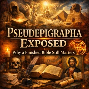 Pseudepigrapha Exposed series cover defending a finished KJV Bible against false ancient writings and lost books of the Bible.