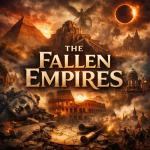 The Fallen Empires series artwork depicting ruined ancient civilizations contrasted with Christ’s eternal kingdom and biblical judgment themes