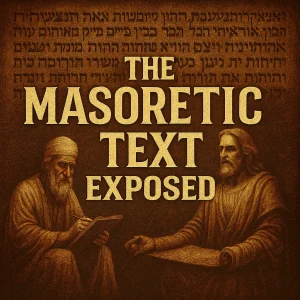The Masoretic Text Exposed series cover showing ancient scribes and Scripture scrolls, illustrating a KJV Bible defense against modern Hebrew textual traditions.