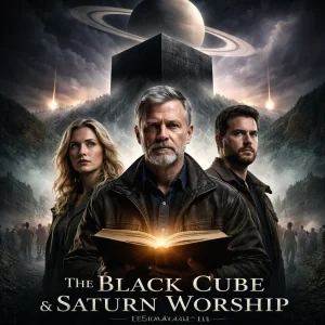 Photorealistic cinematic poster depicting a man facing a symbolic black cube with dramatic natural lighting, with the series title visible.