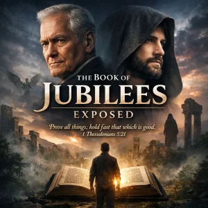Cinematic poster for The Book of Jubilees Exposed series examining ancient texts through the authority of the King James Bible