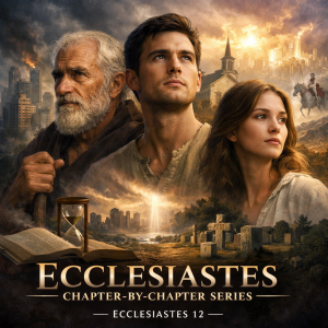 Ecclesiastes Chapter-By-Chapter Series cinematic poster featuring Solomon, aging imagery, Bible, and themes of life, vanity, and judgment.
