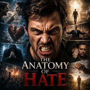 The Anatomy of Hate cinematic KJV Bible study poster showing righteous and sinful hatred, spiritual conflict, truth, and holiness.