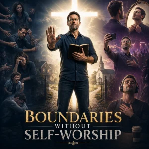 Movie-poster image for Boundaries Without Self-Worship showing a Christian man holding a Bible between chaos, self-worship, and biblical order.