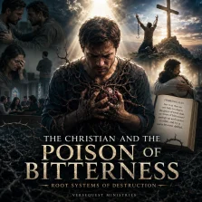 KJV Bible study image showing a Christian heart entangled by thorny roots of bitterness while forgiveness and the cross offer freedom.