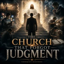 Cinematic Christian standing before Jesus Christ at the Judgment Seat, illustrating 2 Corinthians 5:10 and the future accountability of believers.