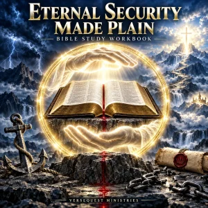 Open King James Bible protected by radiant hands and an unbroken golden seal, surrounded by an anchor, broken chains, a sealed scroll, mountains, and a glowing cross.
