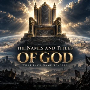 An immense empty throne rises above the earth beneath holy white-gold light, representing the names, titles, authority, and eternal sovereignty of God.