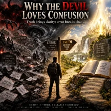 Cinematic image contrasting dark confusion, deception, and false teaching with a bright Bible-lit path representing truth, clarity, and peace.